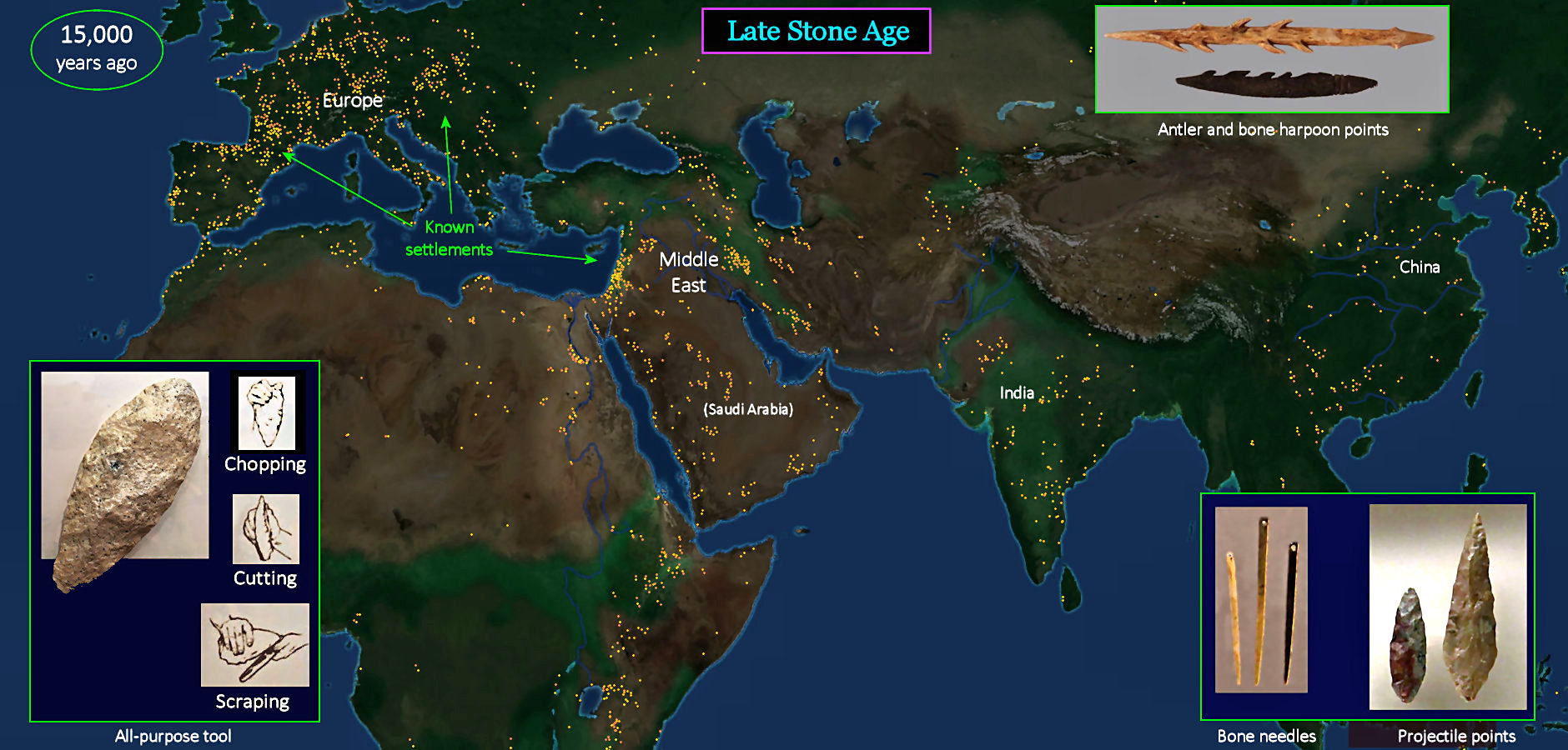 Late Stone Age, 15,000 BC map